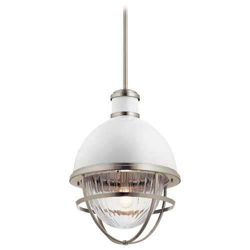 Kichler Lighting Tollis Large Brushed Nickel / Gloss White 1-Light Pendant by Kichler Lighting 43012NI