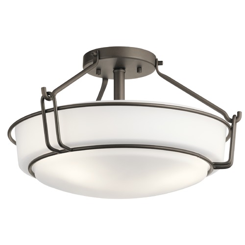 Transitional Semi-Flush Mount Light Olde Bronze Alkire by Kichler Lighting