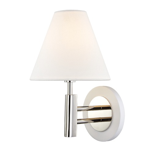 Mitzi by Hudson Valley Robbie Polished Nickel & White Sconce by Mitzi by Hudson Valley H264101-PN/WH