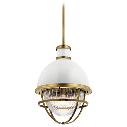 Tollis Large Natural Brass / Gloss White 1-Light Pendant by Kichler Lighting