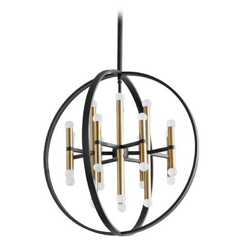 Oxygen Nero 24-Inch LED Orb Chandelier in Black & Brass by Oxygen Lighting 3-684-1540