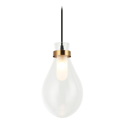 Matteo Lighting Matteo Lighting Seranna Aged Gold Brass Mini-Pendant Light with Teardrop Shade C31901AG