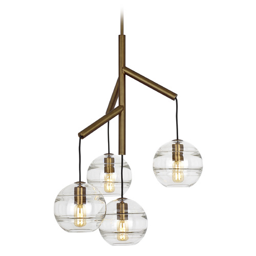 Visual Comfort Modern Collection Sedona Single 2700K LED Chandelier in Aged Brass by VC Modern 700SDNMPR1CR-LED927