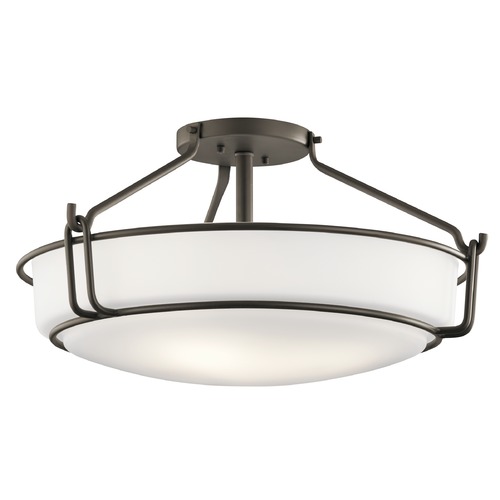 Transitional Semi-Flush Mount Light Olde Bronze Alkire by Kichler Lighting