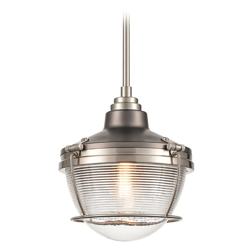 Elk Lighting Elk Lighting Seaway Passage Black Nickel, Satin Nickel Mini-Pendant Light with Bowl / Dome Shade 16515/1