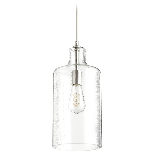 Satin Nickel Pendant with Cylindrical Shade by Quorum Lighting