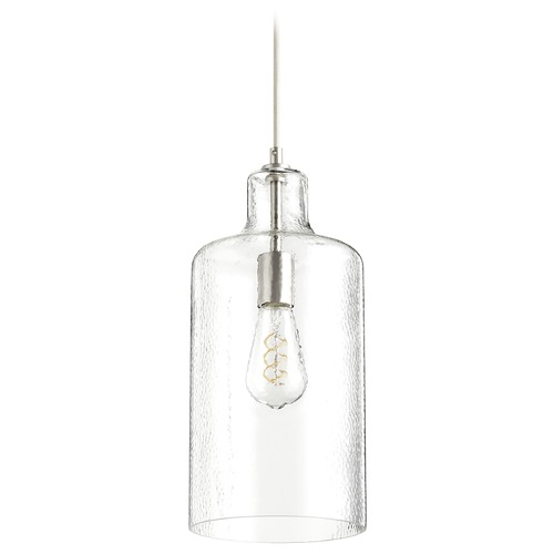 Quorum Lighting Satin Nickel Pendant with Cylindrical Shade by Quorum Lighting 8141-65