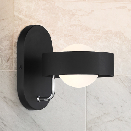 Lift Off Bathroom Sconce in Coal & Polished Nickel by George Kovacs
