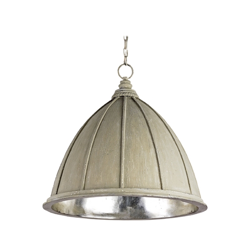 Pendant Light in Oyster Cream/silver Leaf Finish