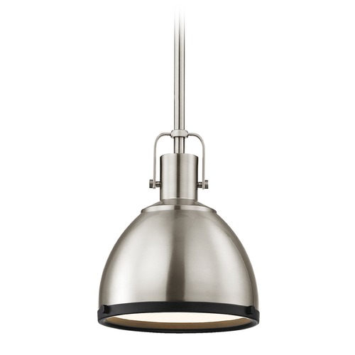 Design Classics Lighting Nautical Mini-Pendant Satin Nickel and Black 7.38-Inch Wide 1762-09 SH1775-09 R1775-07