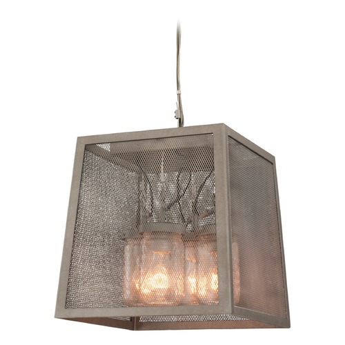 Kalco Lighting Kalco Highland Country Iron Pendant Light with Cylindrical Shade 500051CI