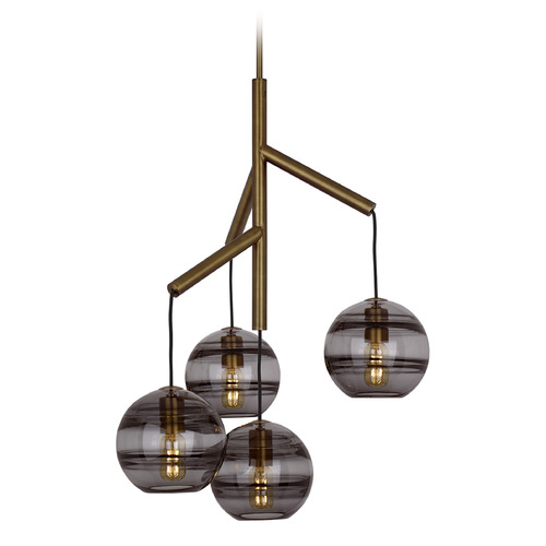 Visual Comfort Modern Collection Sean Lavin Sedona Single LED Chandelier in Aged Brass by Visual Comfort Modern 700SDNMPR1KR-LED927