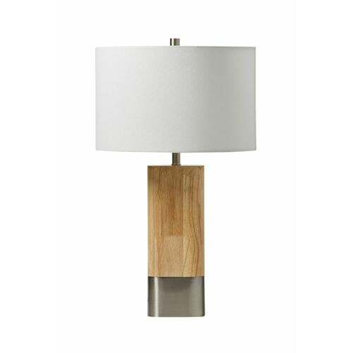 Brushed Polished Nickel & Natural Wood Table Lamp by Craftmade Lighting