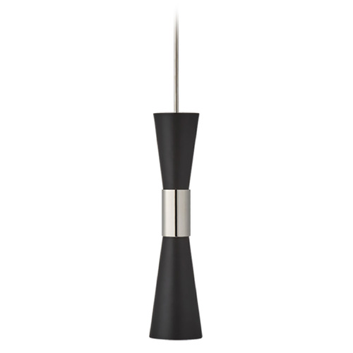 Visual Comfort Signature Collection Aerin Clarkson Narrow Pendant in Nickel & Black by Visual Comfort Signature ARN5032PNBLK