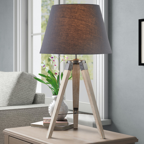 Design Classics Lighting Design Classics Olsen Tripod Table Lamp with Wood Finish 1868-WD/BK