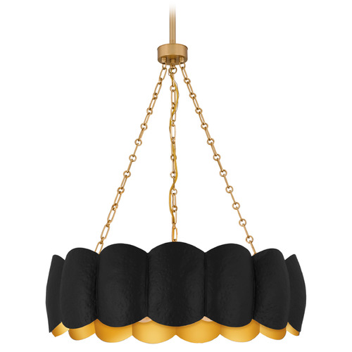 Quoizel Lighting Quoizel Lighting Santana Matte Black & Gold Pendant Light with Drum Shade QP6794MBK
