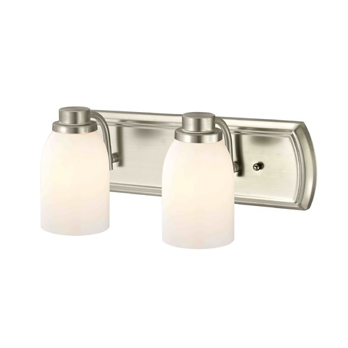Design Classics Lighting 2-Light Bathroom Light in Satin Nickel with Glossy Opal Glass 1202-09 GL1024D