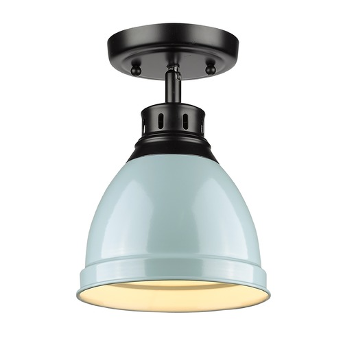 Golden Lighting Duncan Semi-Flush Mount in Black & Seafoam by Golden Lighting 3602-FMBLK-SF