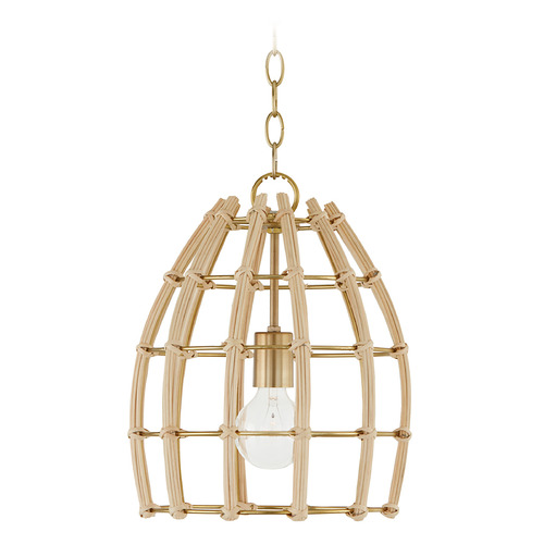 Wren 12-Inch Rattan Pendant in Matte Brass by Capital Lighting