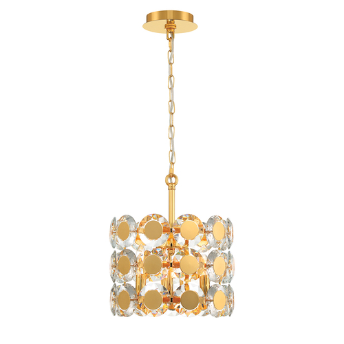 Perrene 3-Light Crystal Chandelier in Gold by Eurofase Lighting