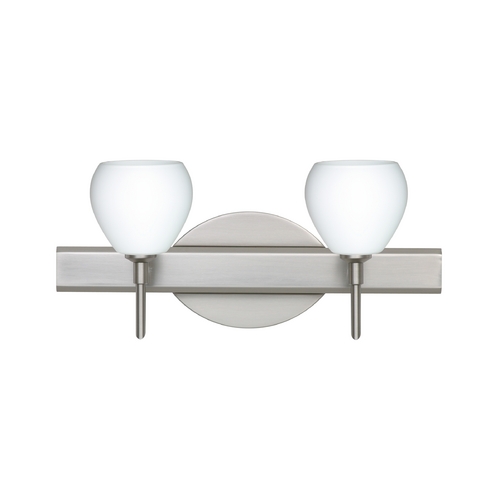 Modern Bathroom Light White Glass Satin Nickel by Besa Lighting