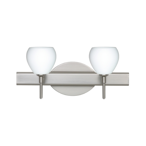 Besa Lighting Modern Bathroom Light White Glass Satin Nickel by Besa Lighting 2SW-560507-SN