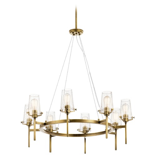 Kichler Lighting Alton 8-Light Natural Brass Chandelier with Clear Seeded Glass Shade 43695NBR