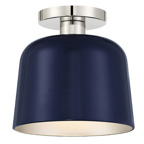 Meridian 9-Inch Semi-Flush Mount in Navy Blue & Polished Nickel by Meridian M60067NBLPN