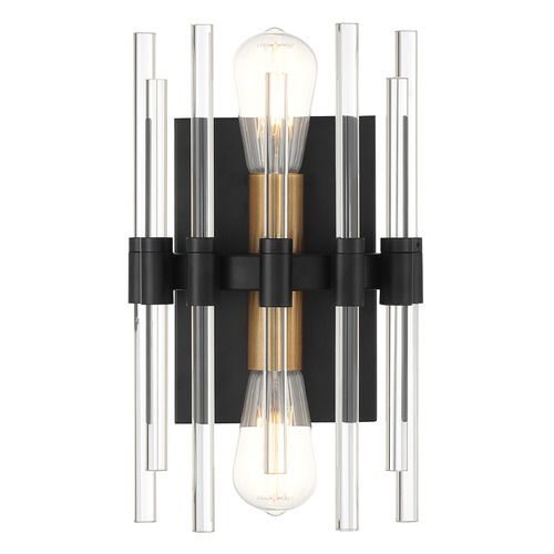 Savoy House Lighting Santiago Matte Black with Warm Brass Accents Sconce