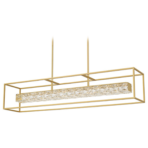 Quoizel Lighting Dazzle Soft Gold LED Island Light with Rectangle Shade