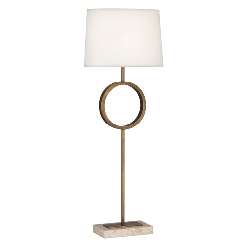 Robert Abbey Lighting Logan Aged Brass & Travertine Stone Base Table Lamp by Robert Abbey 2257