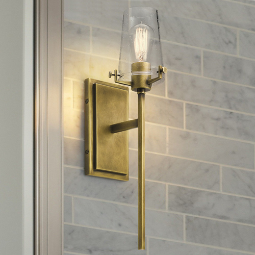 Kichler Lighting Alton Wall Sconce in Natural Brass with Clear Seeded Glass 45295NBR