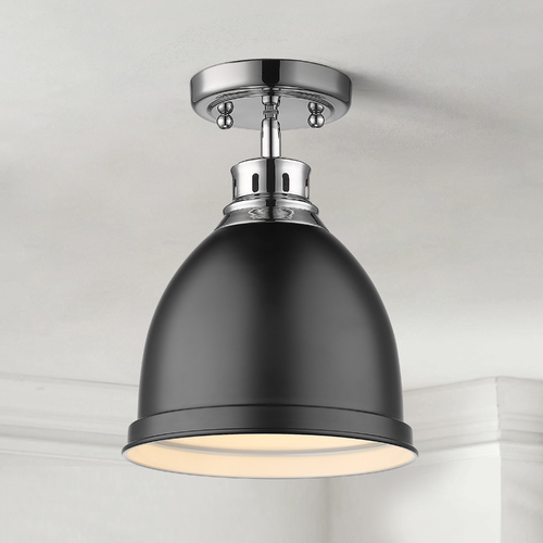 Duncan Semi-Flush in Chrome & Black by Golden Lighting