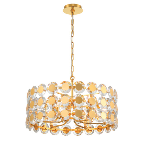 Perrene 6-Light Crystal Chandelier in Gold by Eurofase Lighting