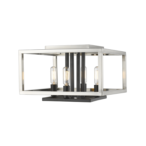 Z-Lite Quadra Brushed Nickel & Black Flush Mount by Z-Lite 456F-BN-BK