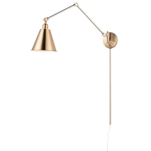 Library Heritage Brass Swing Arm Convertible Wall Lamp by Maxim Lighting