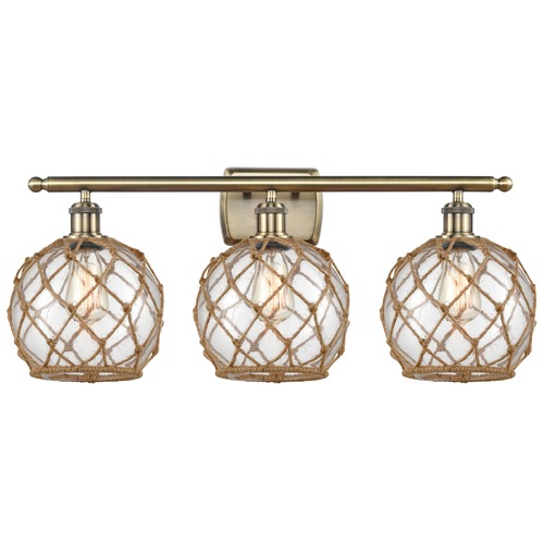Innovations Lighting Farmhouse Rope Antique Brass Bathroom Light by Innovations Lighting 516-3W-AB-G122-8RB