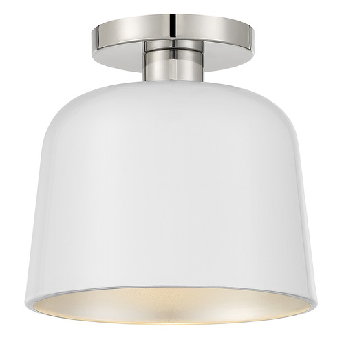 Meridian 9-Inch Wide Semi-Flush Mount in White & Polished Nickel by Meridian M60067WHPN