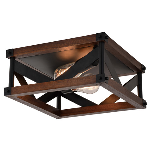 Vaxcel Lighting Vaxcel Lighting Wade Matte Black & Sycamore Flushmount Light C0260