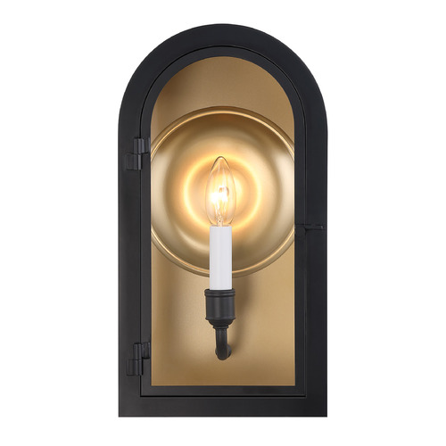 Savoy House Lighting Grotto Matte Black with Vintage Gold Outdoor Wall Light