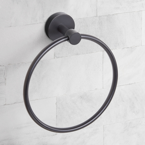 Seattle Hardware Co Prelude Matte Black 6.875-Inch Towel Ring