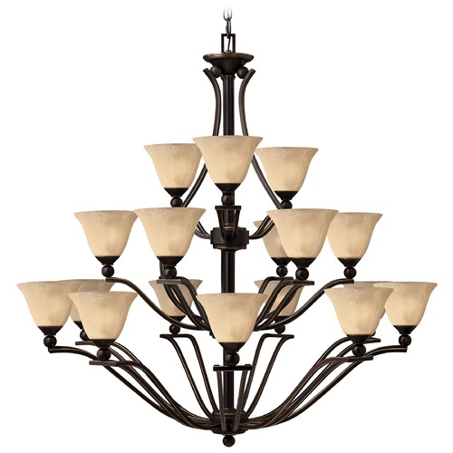 Light Amber Seeded Glass Chandelier Bronze by Hinkley Lighting