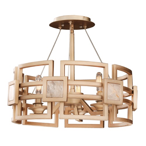 Metropolis Modern Gold Semi-Flush Mount Light by Kalco Lighting