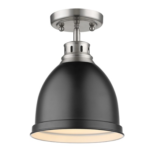 Golden Lighting Duncan Semi-Flush Mount in Pewter & Matte Black by Golden Lighting 3602-FMPW-BLK