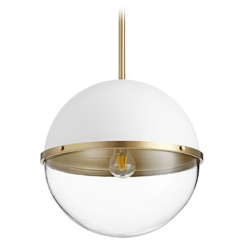 Studio White & Aged Brass Pendant by Quorum Lighting