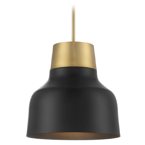 17-Inch Pendant in Matte Black & Natural Brass by Meridian