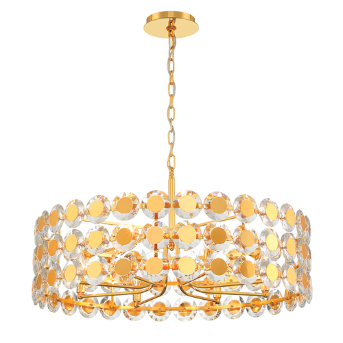 Perrene 8-Light Crystal Chandelier in Gold by Eurofase Lighting
