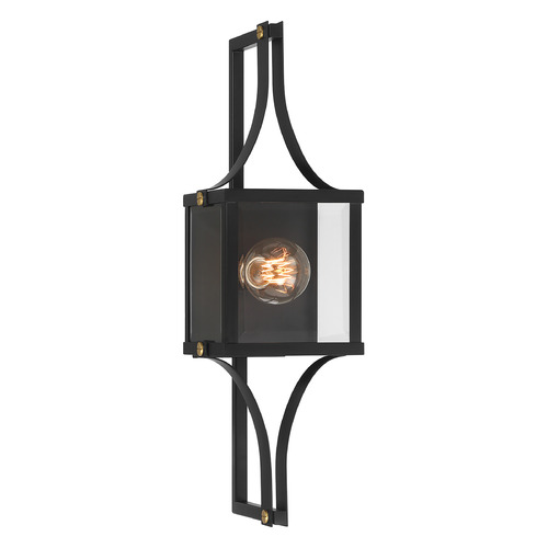 Savoy House Lighting Raeburn Matte Black and Weathered Brushed Brass Outdoor Wall Light