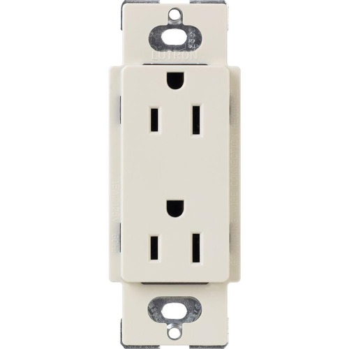 Lutron Dimmer Controls Designer Style Tamper Resistant Receptacle in Light Almond 15A CARS-15-TR-LA