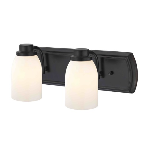 Design Classics Lighting 2-Light Bathroom Light in Bronze with Glossy Opal Glass 1202-36 GL1024D